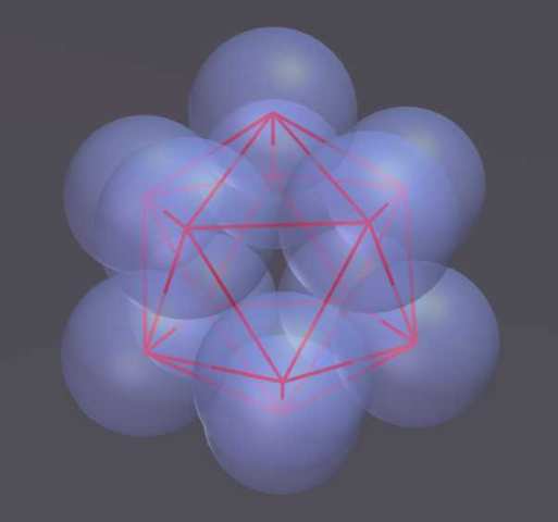 Carbon nucleus - Icosahedron made from 12 spheres